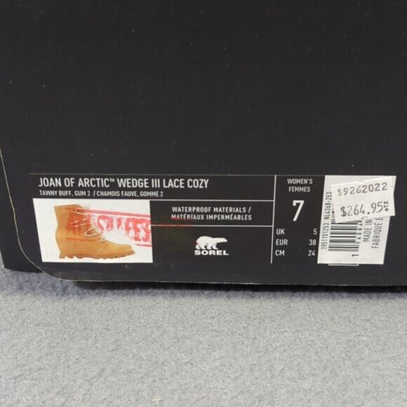 Sorel Booties Women's 7 Tawny Buff Gum 2 Joan of Arctic Wedge III Lace Cozy NWT - Picture 12 of 12